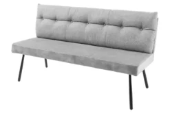 Moderne Sitzbank BIG GEORGE 160cm grau Samt Strukturstoff Taschenfederkern Metall