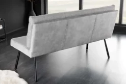 Moderne Sitzbank BIG GEORGE 160cm grau Samt Strukturstoff Taschenfederkern Metall