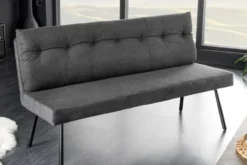 Moderne Sitzbank BIG GEORGE 160cm anthrazit Samt Strukturstoff Taschenfederkern schwarz