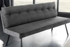 Moderne Sitzbank BIG GEORGE 160cm anthrazit Samt Strukturstoff Taschenfederkern schwarz