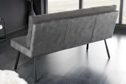 Moderne Sitzbank BIG GEORGE 160cm anthrazit Samt Strukturstoff Taschenfederkern schwarz