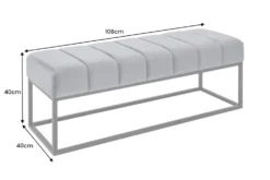 Moderne Sitzbank PETIT BEAUTÉ 110cm silbergrau Samt schwarzes Gestell