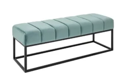 Moderne Sitzbank PETIT BEAUTÉ 110cm salbei mint Samt schwarzes Gestell