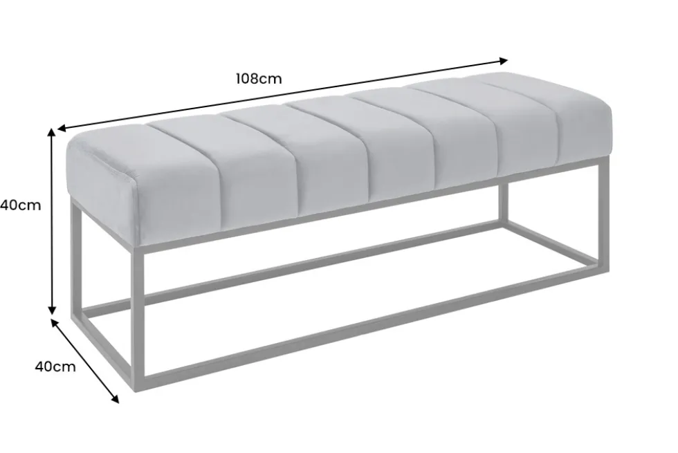 Moderne Sitzbank PETIT BEAUTÉ 110cm salbei mint Samt schwarzes Gestell