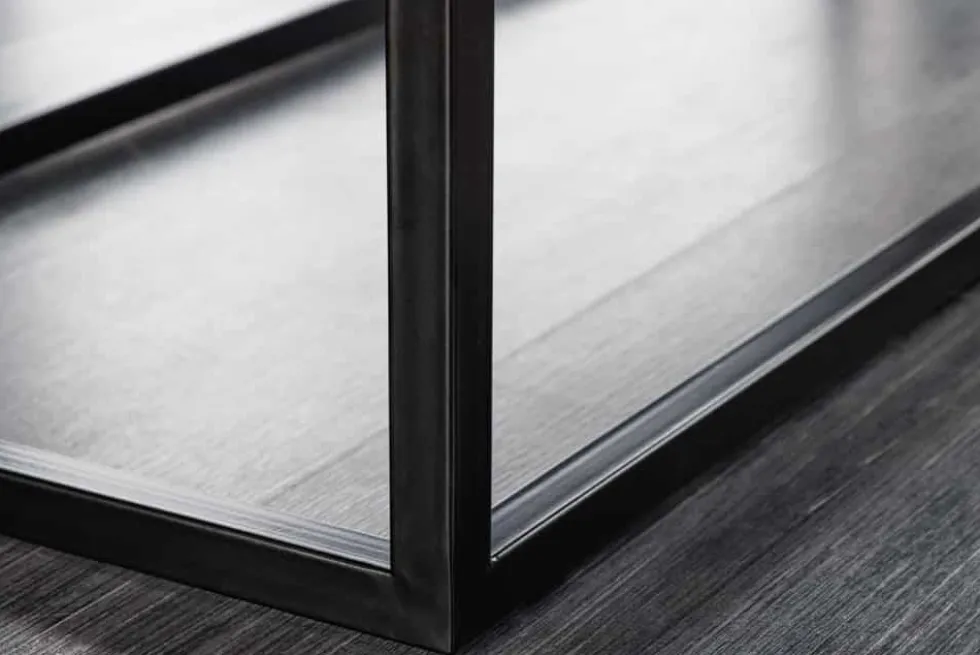 Moderne Sitzbank PETIT BEAUTÉ 110cm senfgelb Samt schwarzes Metallgestell