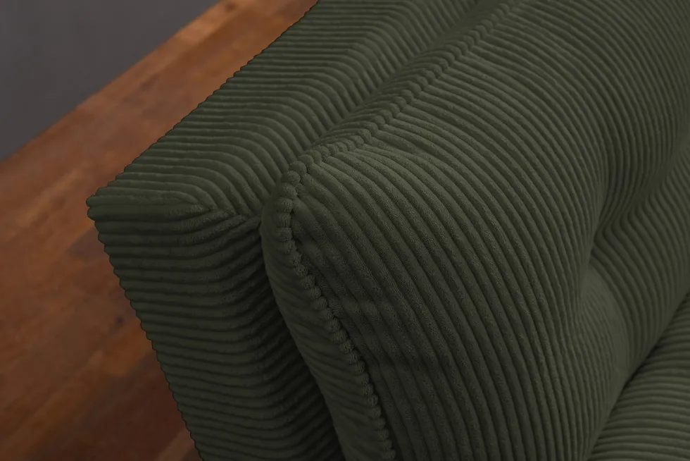 Modernes Schlafsofa COCOONING 190cm grün Cord 3-Sitzer Couch