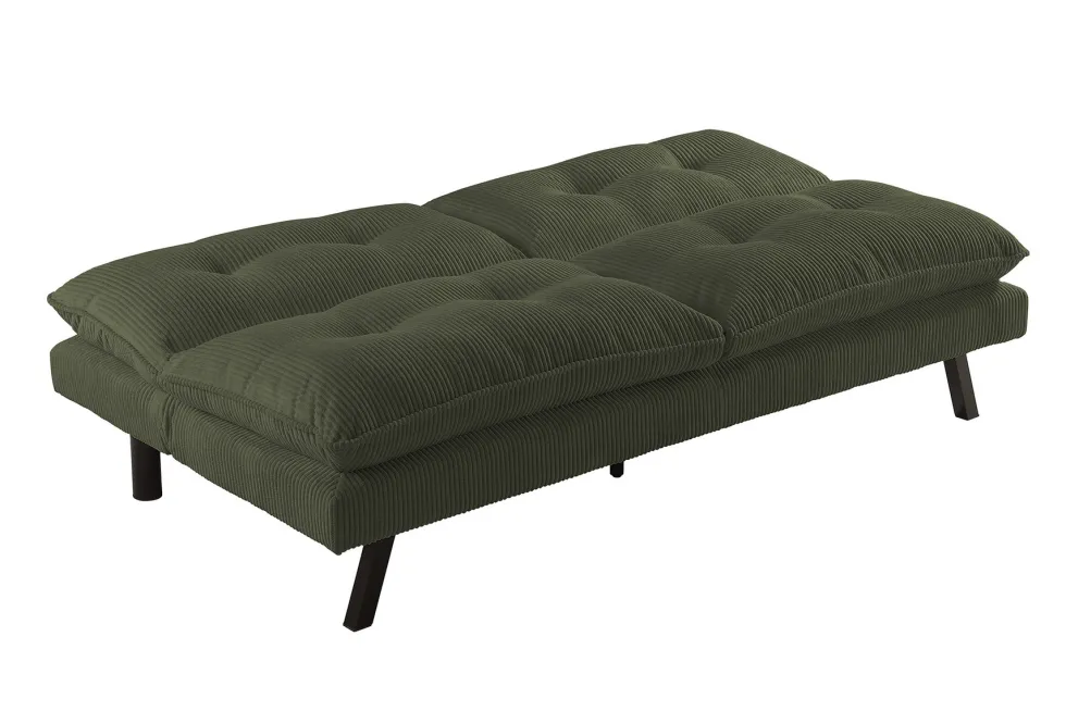 Modernes Schlafsofa COCOONING 190cm grün Cord 3-Sitzer Couch