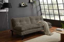 Modernes Schlafsofa COCOONING 190cm greige Cord 3-Sitzer Couch
