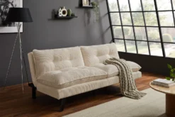 Modernes Schlafsofa COCOONING 190cm beige Cord 3-Sitzer Couch