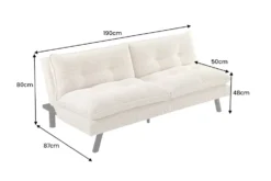 Modernes Schlafsofa COCOONING 190cm grau Chenillestoff 3-Sitzer Couch