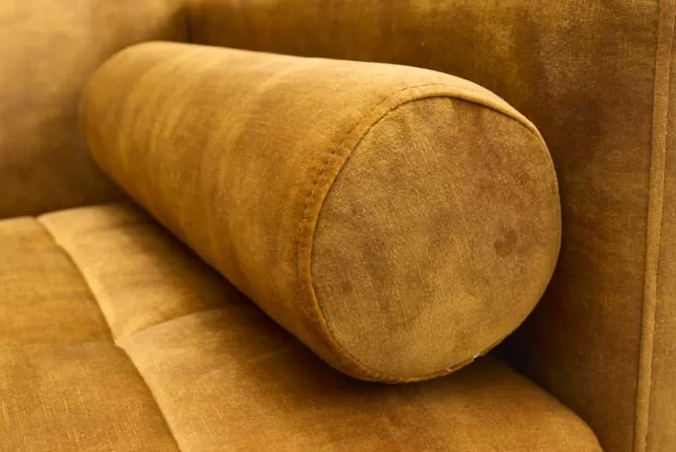 Modernes Schlafsofa COUTURE 200cm senfgelb Microvelours 3-Sitzer Couch mit Schlaffunktion