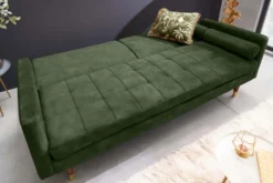 Modernes Schlafsofa COUTURE 200cm grün Microvelours 3-Sitzer Couch mit Schlaffunktion