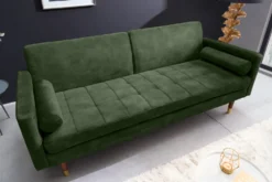 Modernes Schlafsofa COUTURE 200cm grün Microvelours 3-Sitzer Couch mit Schlaffunktion