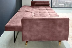 Modernes Schlafsofa COUTURE 200cm altrosa Microvelours 3-Sitzer Couch mit Schlaffunktion