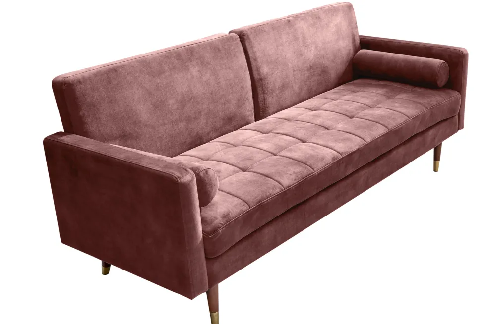 Modernes Schlafsofa COUTURE 200cm altrosa Microvelours 3-Sitzer Couch mit Schlaffunktion