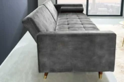 Modernes Schlafsofa COUTURE 200cm grau Microvelours 3-Sitzer Couch mit Schlaffunktion