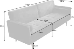 Modernes Schlafsofa COUTURE 200cm grau Microvelours 3-Sitzer Couch mit Schlaffunktion