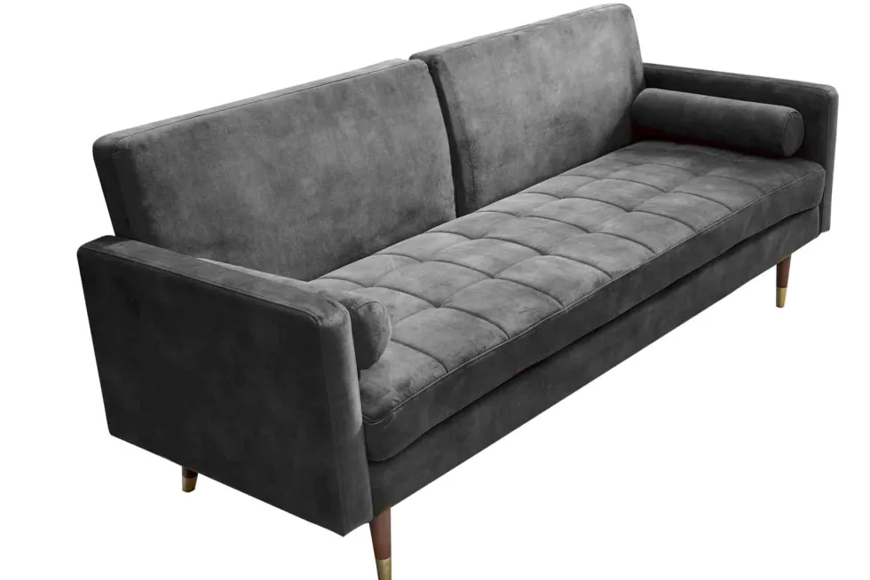Modernes Schlafsofa COUTURE 200cm grau Microvelours 3-Sitzer Couch mit Schlaffunktion
