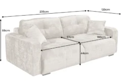 Modernes Schlafsofa DIAMOND 235cm taupe Chenille Cremona mit Stauraum 3-Sitzer Couch