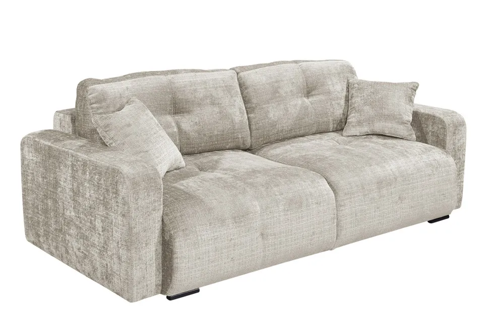 Modernes Schlafsofa DIAMOND 235cm taupe Chenille Cremona mit Stauraum 3-Sitzer Couch