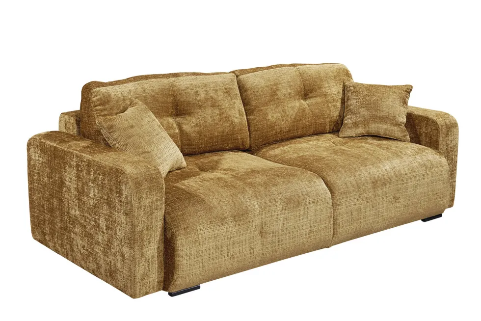Modernes Schlafsofa DIAMOND 235cm senfgelb Chenille Cremona mit Stauraum 3-Sitzer Couch