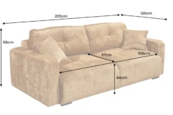 Modernes Schlafsofa DIAMOND 235cm senfgelb Chenille Cremona mit Stauraum 3-Sitzer Couch
