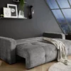 Modernes Schlafsofa DIAMOND 235cm silbergrau Chenille Cremona mit Stauraum 3-Sitzer