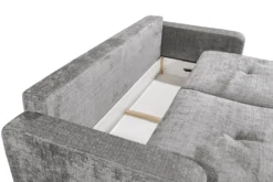 Modernes Schlafsofa DIAMOND 235cm silbergrau Chenille Cremona mit Stauraum 3-Sitzer