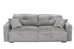 Modernes Schlafsofa DIAMOND 235cm silbergrau Chenille Cremona mit Stauraum 3-Sitzer