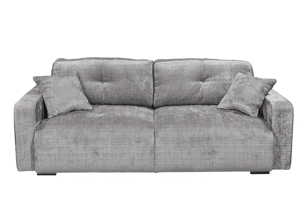 Modernes Schlafsofa DIAMOND 235cm silbergrau Chenille Cremona mit Stauraum 3-Sitzer