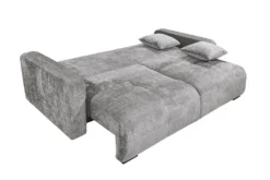 Modernes Schlafsofa DIAMOND 235cm silbergrau Chenille Cremona mit Stauraum 3-Sitzer