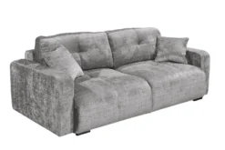 Modernes Schlafsofa DIAMOND 235cm silbergrau Chenille Cremona mit Stauraum 3-Sitzer