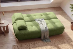 Modernes Schlafsofa ELYPSE 200cm grün Chenille 3-Sitzer Couch inkl. Kissen