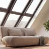 Modernes Schlafsofa ELYPSE 200cm greige Chenille 3-Sitzer Couch inkl. Kissen