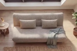 Modernes Schlafsofa ELYPSE 200cm greige Chenille 3-Sitzer Couch inkl. Kissen