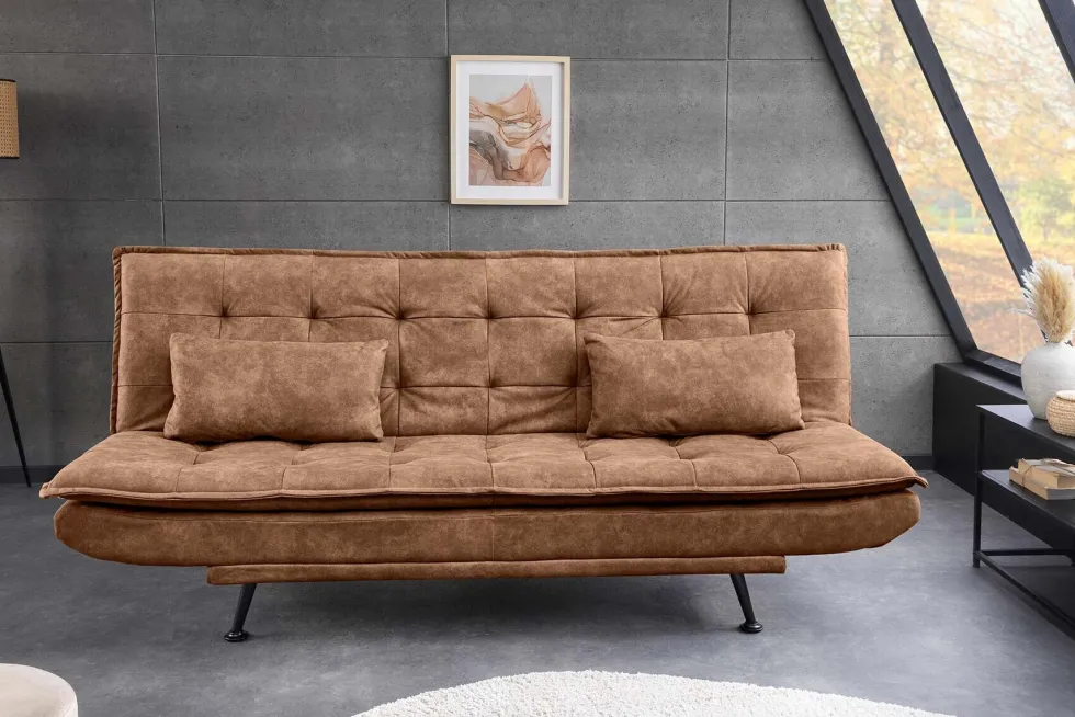 Modernes Schlafsofa JAZZ 190cm antik braun Microfaser 3-Sitzer Couch