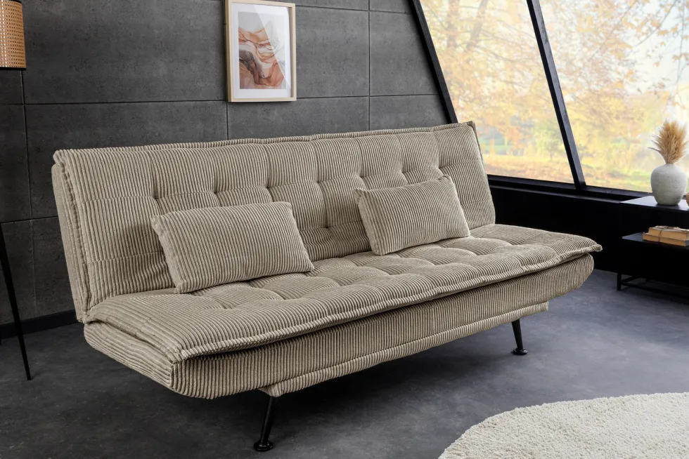 Modernes Schlafsofa JAZZ 190cm greige Cord 3-Sitzer Couch