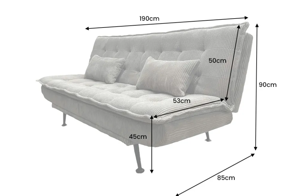 Modernes Schlafsofa JAZZ 190cm greige Cord 3-Sitzer Couch