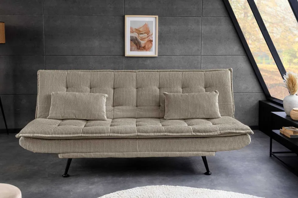 Modernes Schlafsofa JAZZ 190cm greige Cord 3-Sitzer Couch