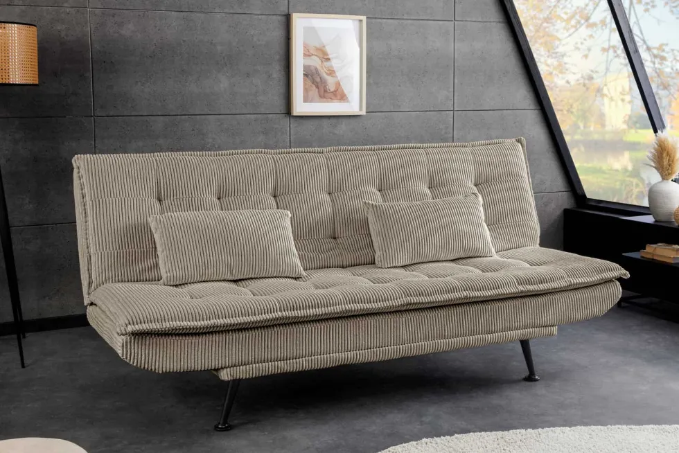 Modernes Schlafsofa JAZZ 190cm greige Cord 3-Sitzer Couch