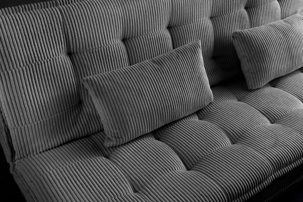 Modernes Schlafsofa JAZZ 190cm grau Cord 3-Sitzer Couch