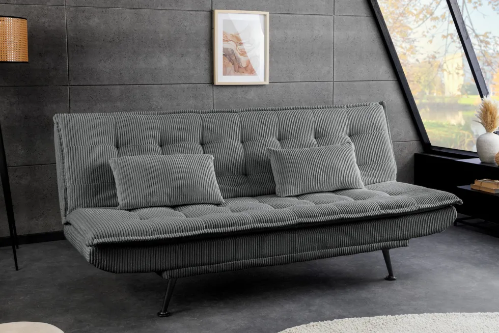 Modernes Schlafsofa JAZZ 190cm grau Cord 3-Sitzer Couch