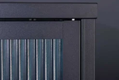 Modernes Sideboard AMSTERDAM 105cm schwarz gold Riffelglas Metall Vitrine Schrank