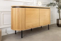 Modernes Sideboard ATELIER 120cm natur Eiche schwarz Metall vier Fächer