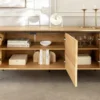 Modernes Sideboard ATELIER 160cm natur Eiche schwarz Metall vier Fächer
