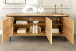 Modernes Sideboard ATELIER 160cm natur Eiche schwarz Metall vier Fächer
