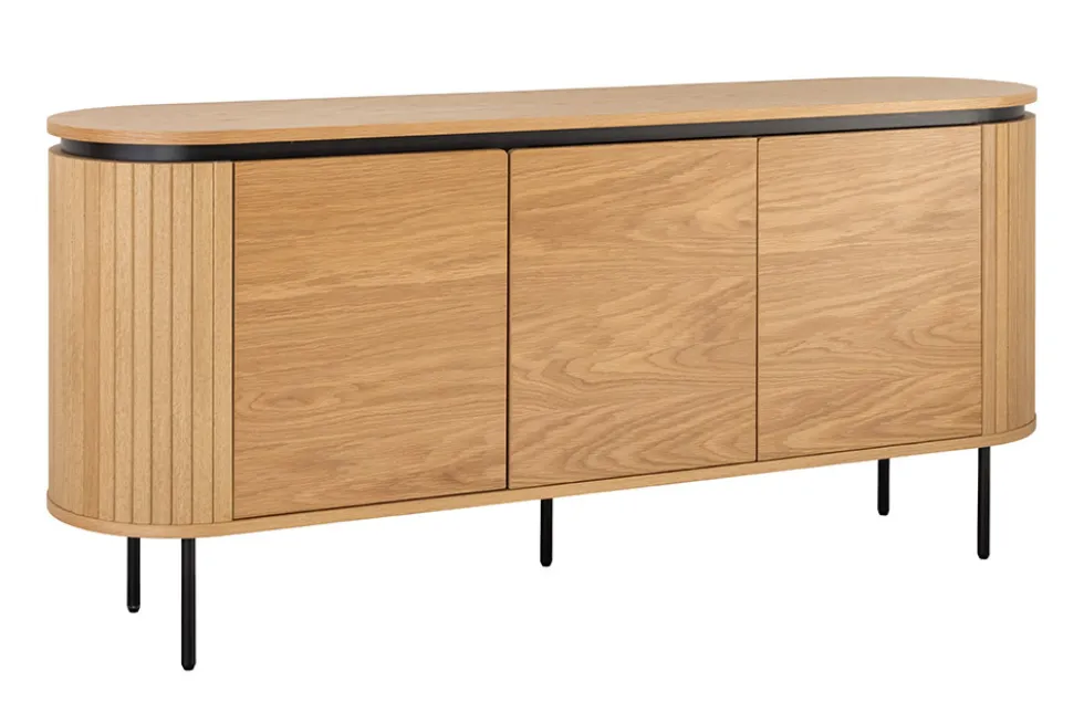 Modernes Sideboard ATELIER 160cm natur Eiche schwarz Metall vier Fächer