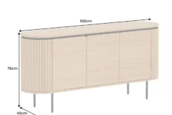 Modernes Sideboard ATELIER 160cm natur Eiche schwarz Metall vier Fächer