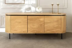 Modernes Sideboard ATELIER 160cm natur Eiche schwarz Metall vier Fächer