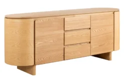 Modernes Sideboard OAK GRAIN 160cm natur Eichenholz vier Fächer mit drei Schubladen